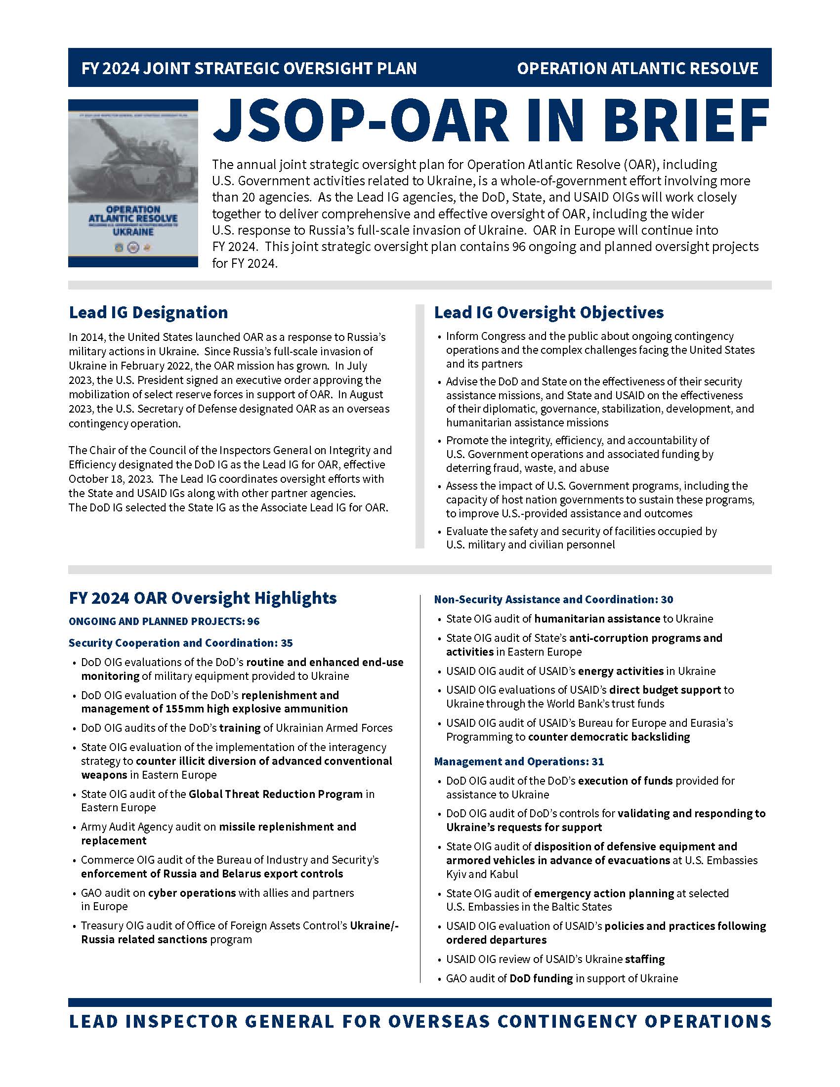 OAR JSOP One page overview
