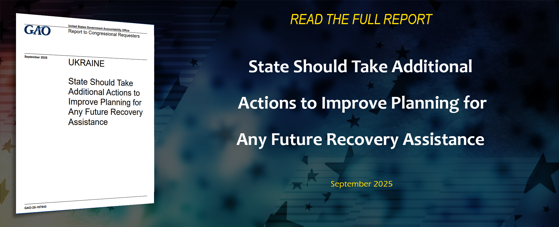 State Should Take Additional Actions to Improve Planning for Any Future Recovery Assistance 