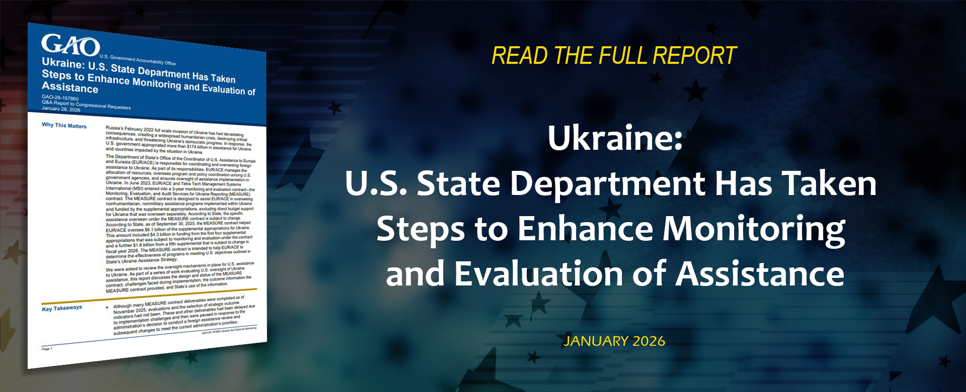 Ukraine: U.S. State Department Has Taken Steps to Enhance Monitoring and Evaluation of Assistance