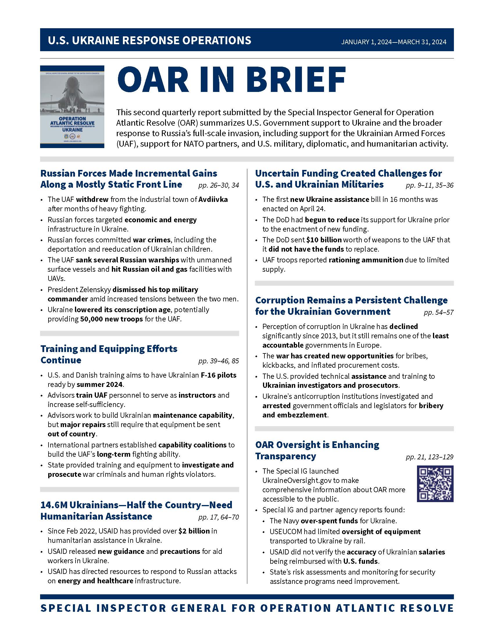 OAR FY24 Q2 One page overview